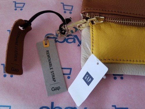 Gap Leather Foldover Crossbody Clutch, Handbag, Cognac Multicolor, NWT - Picture 2 of 11