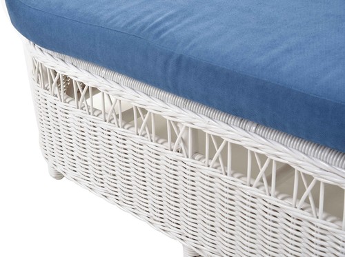 Rattan Recamiere Landhaus Ottomane Rattanliege Lounge Liege mit Polster (Weiss) - Bild 10 von 12