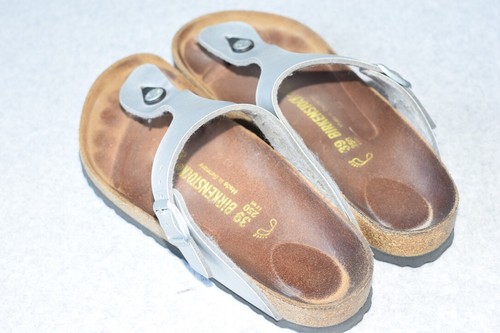 Birkenstock Sandalen Damen Gizeh Silver Birko Flor Pantoletten Comfort Gr. 39 250 11W - Bild 6 von 22