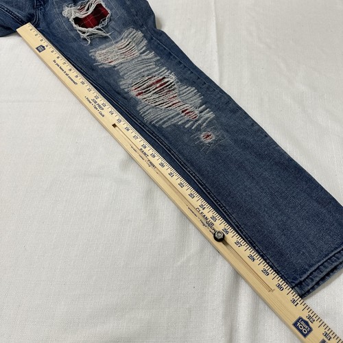 Pantalones de mezclilla INC International Concept para hombre 32x31 parcheados a cuadros pierna recta azul - Imagen 9 de 13