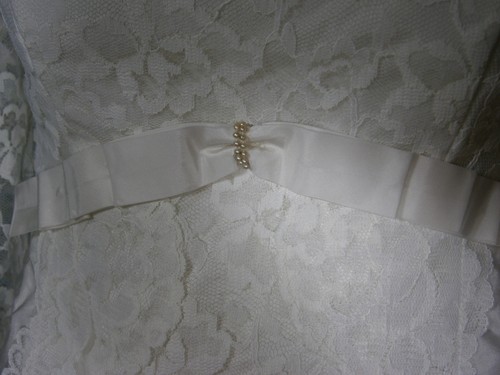 VTG BRIDAL FORMAL WEDDING GOWN 4 - 6 DRESS IVORY COLUMN SHEATH DETACH TRAIN USA - Picture 9 of 12