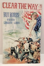 Clear The Way! Buy Bonds Fourth Liberty Loan Metal Tinn Sign Decor 16"x10"