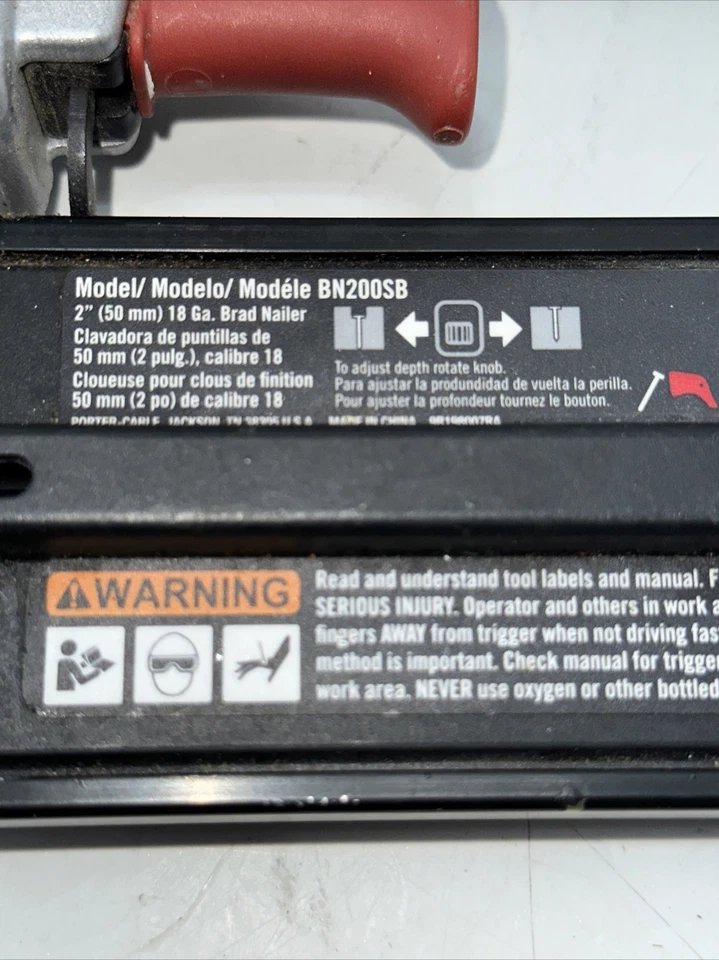 PORTER 电缆 18 GAUGE BRAD NAILER PNEUMATIC 型号 BN200SB (EPJ020045) — 第 2/4 张图片
