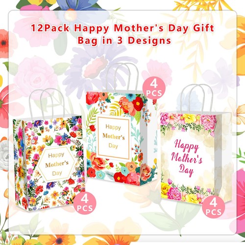 12PCS Mothers Day Gift Bag 8.3" Medium Happy Mother's Day Gift Bag with Handl... - Picture 6 of 7