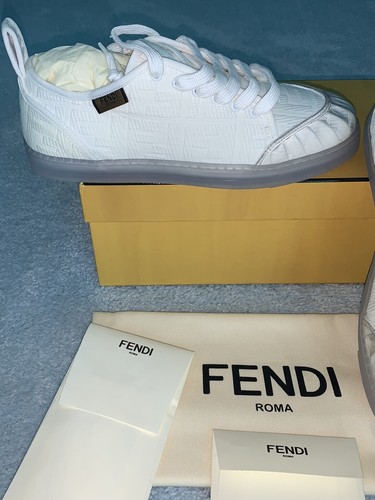 NIB $690 Fendi Promenade FF Logo Cotton Sneakers Shoes - Sz 9.5 B / 39.5 EU - Picture 4 of 9
