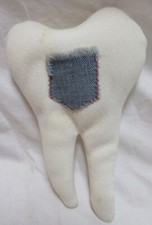 White Tooth Fairy Pillow Denim Pocket 7"