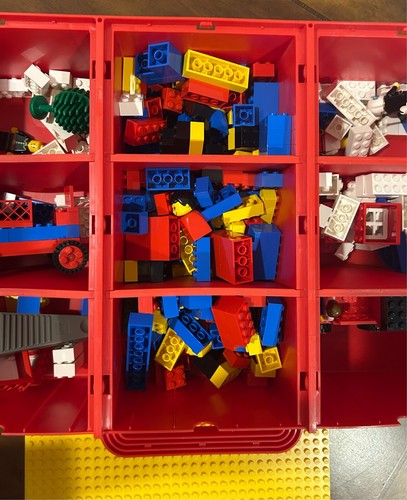 Vintage 1989 Lego Storage Carry Case Box Slide Lid Plates Container With Legos - Picture 4 of 12