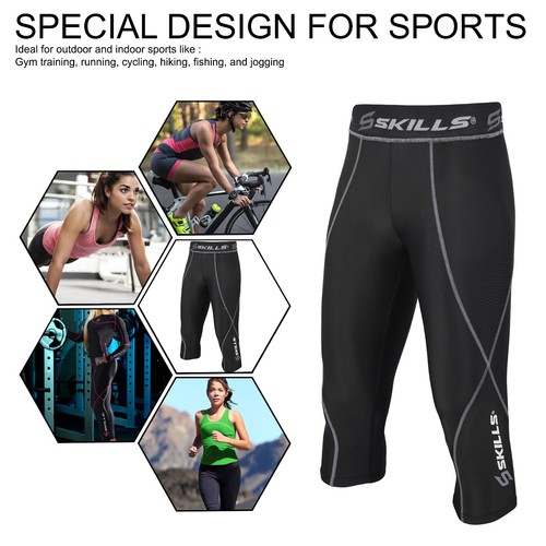 Women Compression Singlet + 3/4 Tights Yoga Skin Fit gym Running Fitness Pants - Picture 10 of 25