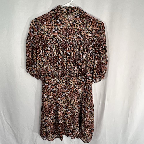 Free People Bonnie Mini Abito Taglia S Crepuscolo Ditsy Floreale Puff Mezze Maniche Trasparente - Foto 7 di 7