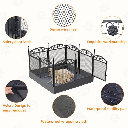 Dog Playpen Heavy Cage Pet Exercise Metal Fence Kennel with Door & Fertility Pad - Picture 10 of 12
