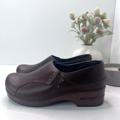 Dansko Stacie Leder Slipper Clogs braun Low Top Freizeit Damen 42 / 11,5