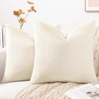 Faux Fur Plush Throw Pillow Covers 18x18 Set of 2, Luxury Soft Fluffy Cozy 