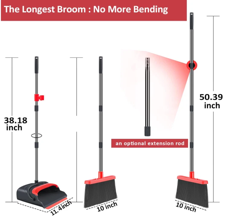 Set escoba y recogedor grande con mango largo, ideal hogar, garaje y oficina. Co Foto 3 de 4