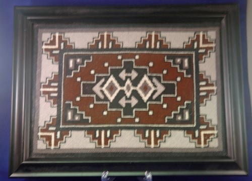 Exquisite Nadelspitze von zwei Grey Hills Navajo Teppich professionell gerahmt 7"x10" - Bild 3 von 8