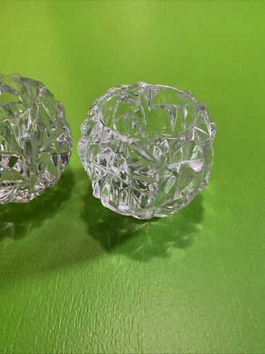 Tiffany & Co. Bergschliff Kristallglas facettiert 3" 2er Set Votivkerzenhalter - Bild 2 von 7