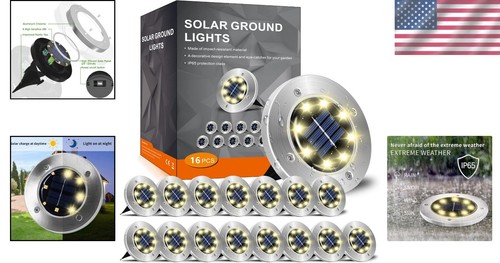 Easy Installation Solar Pathway Lights - 16 Pack - Picture 2 of 8