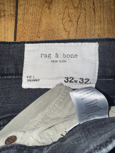 Rag & Bone Fit 1 Skinny Jeans Black Distressed Hole 32x30 - Picture 5 of 6