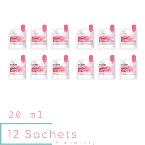 12 Sachets X 20 ml MEDIHEAL Collagen Anti-Aging Sleeping Mask Brighten Firm Skin - Picture 1 of 14