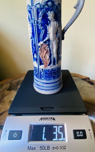 1895 Peter Gerz German Stein Cobalt Blue Background Copper Shield Rare 9 1/8" T - Bild 8 von 8