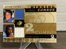 2009 SPx Winning Combos Matthew Stafford, Brandon Pettigrew #W2-SP /99 (MEM, RC)