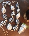 Black & White Whimsy Easter Egg Garland Carrots Decor Beetlejuice / Alice Vibes