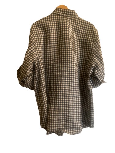 Camisa Lauren Ralph Lauren L Negra Blanca a Cuadros 100% Lino Manga con Pestaña A Presión - Imagen 8 de 9