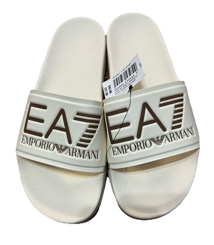 EA7 Emporio Armani Weiß/Gold Kontrast Logo Sliders Sandalen Gr. UK 8 / EUR 42 - Bild 3 von 5