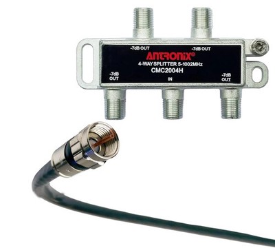Antronix Ultra Performance 4 way spliiter + COPPER Coaxial Jumper Cable