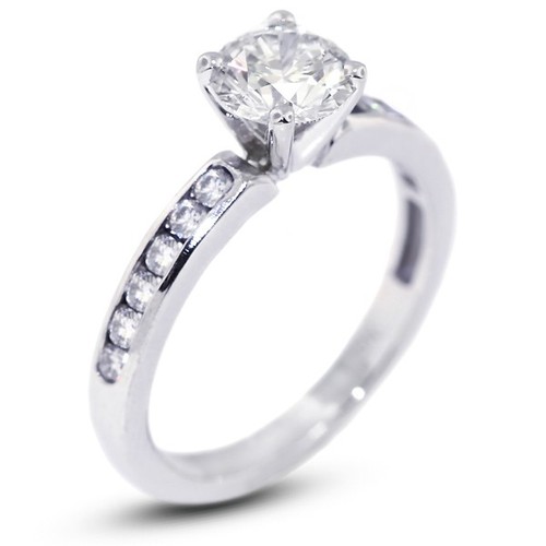 1.2CT Natural Diamond E/SI1 Round Cut 14K Gold 4 Prong Classic Ring with Accents - Picture 11 of 14