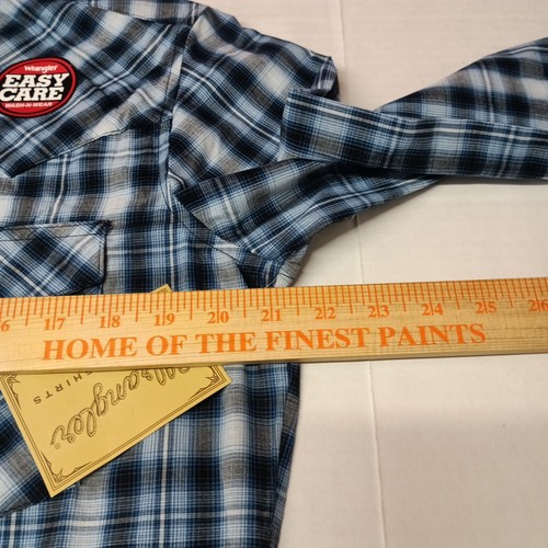 Wrangler Men's Blue Plaid Western Shirt Pearl Snap Size M Medium Long Sleeve NEW - Picture 5 of 8