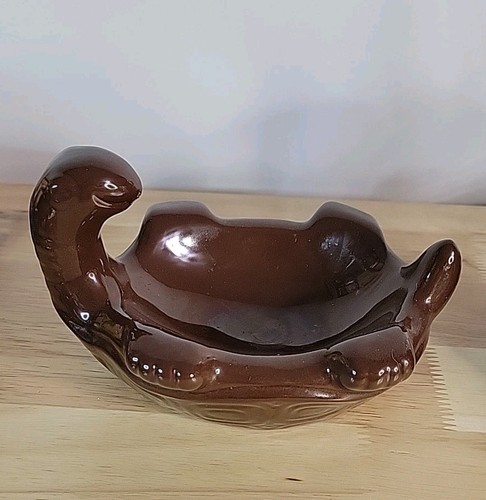 Turtle Pottery Bowl Trinket Dish Brown Soap Dish - Picture 3 of 19