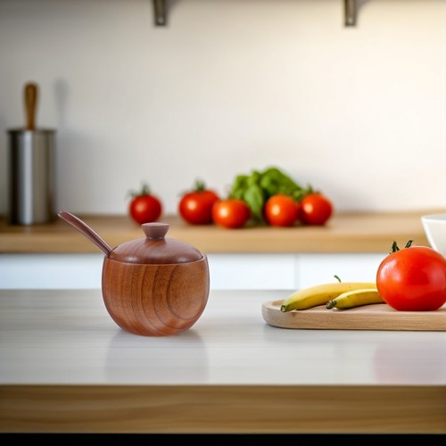 Wooden Sugar Bowl Containers for Storing Salt Kitchen Jars Counter - Bild 11 von 12