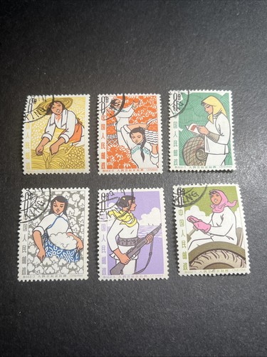 CHINA - 1964 #750-5 S64 used NH Women Member Of People Commune Soldier Gun - Bild 1 von 2