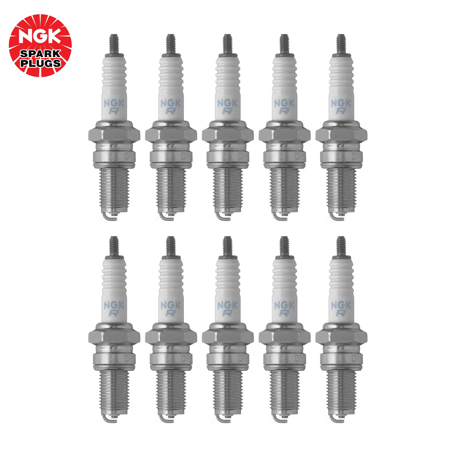 DR8ES-L NGK 2923 Spark Plugs 10-Pack Nickel, 12mm thread 18mm hex