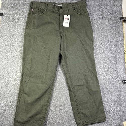 Carhartt FR Pants Mens 44x32 Green Flame Resistant Work CAT2 NFPA 2112 Loose Fit - Picture 2 of 11
