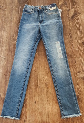 Old Navy Girls Blue Extra High-Rise Rockstar Jeggings Size 12 Distressed Hem - Picture 1 of 6