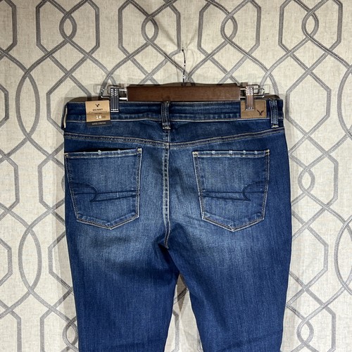 Pantalones de mezclilla American Eagle tiro bajo súper elásticos ajustados talla 14 azules (32x27) - Imagen 5 de 12