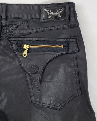 Jeans Robin's Jean Negros Talla 33 Cintura 35" Solapa L Motociclista Motocicleta Elastizados EE. UU. - Imagen 12 de 24