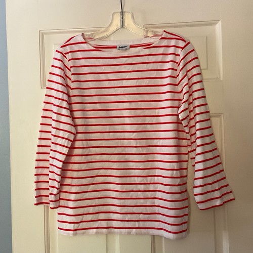 J.Crew Striped Boatneck Tee Red White Breton Stripe Size S NWT Nautical Coastal - Picture 1 of 4