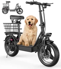 ASKGO 750W 14" Foldable Electric Scooter w/Adjustable Seat & Basket 20MPH