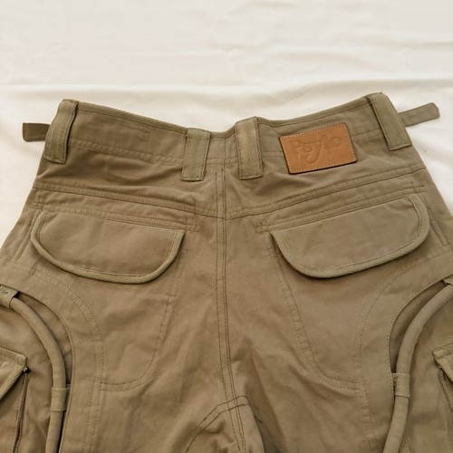 Psylo Razor Bermuda Khaki Handmade Cargo Shorts Träger Schnallen Low Waist S 40 - Bild 7 von 12