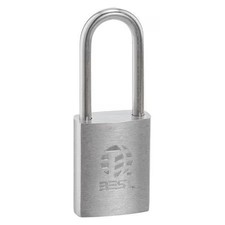 Best 41B772l Keyed Padlock, Coreless, Long Shackle, Rectangular Brass Body,