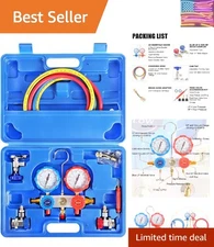 3 Way AC Manifold Gauge Set - Precision HVAC Diagnostic Tool for R134A/R410A