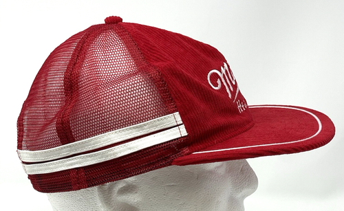 Sportiqe Miller High Life Corduroy Red Hat Adjustable Snapback 2-Stripe Beer Cap - Picture 6 of 10