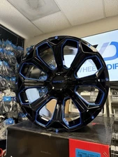 Set of 4 Impact Off-Road 817 Wheels 20x10 -12 5x114.3/ 5x127 Black Blue Rims