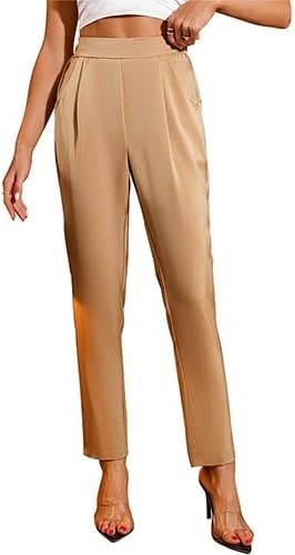 High Waist Straight Wrinkle Free Relaxed Fit Business Casual Women Pants - Picture 16 of 29