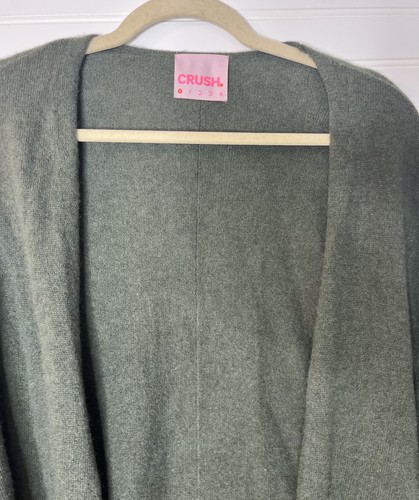 CRUSH 100% Cashmere Open Cardigan kimono Sweater SZ 0- S Green Oversized Luxury - Bild 4 von 12