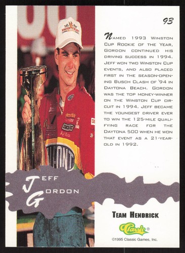 1994-95 Classic Assets #93 Jeff Gordon - Picture 2 of 2