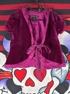 Marc Jacobs Luxury Velvet Velour silk Shrug Pink Bow west Jacket Size 10