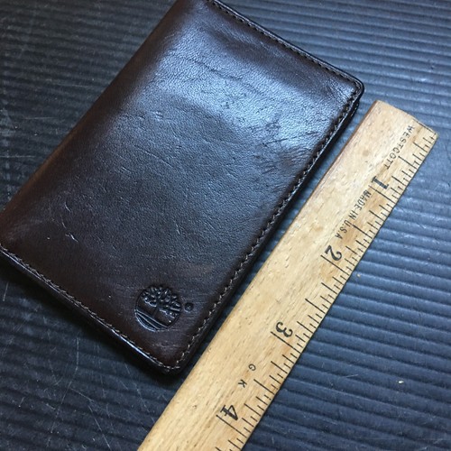 Vintage 1990er Timberland Premium Herren faltbare braune Echtleder Geldbörse 4"L - Bild 4 von 4